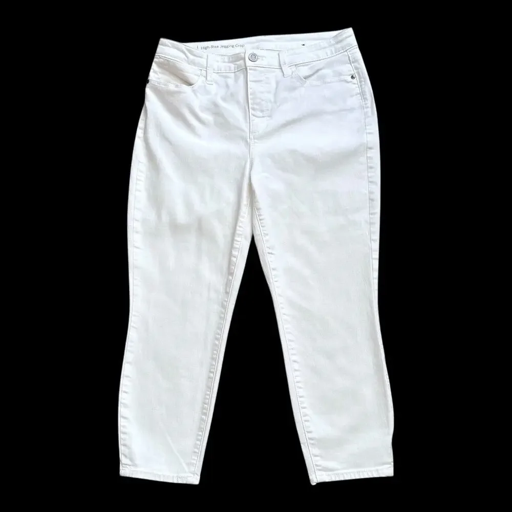 Talbots High Rise Jegging Crop Womens Petite Size 8P White Stretch Skinny Jeans